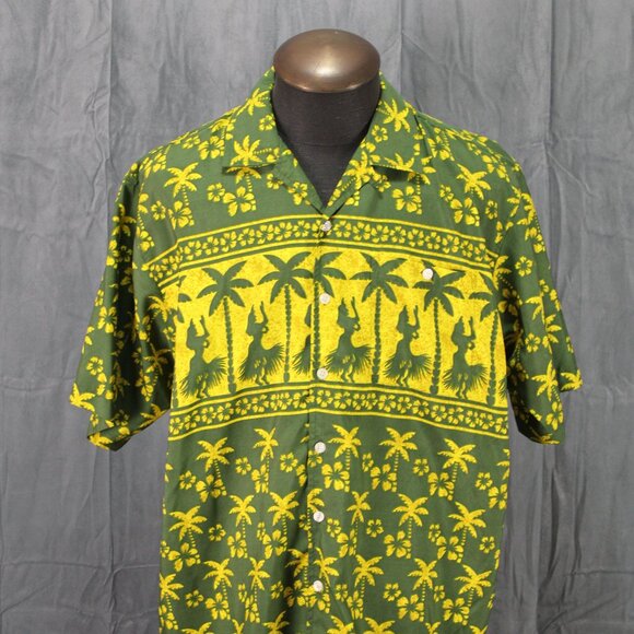 Vintage Surf Shirt - 1990s Ocean Pacific Button Down Tribal Pattern - Mens Large - Picture 1 of 10